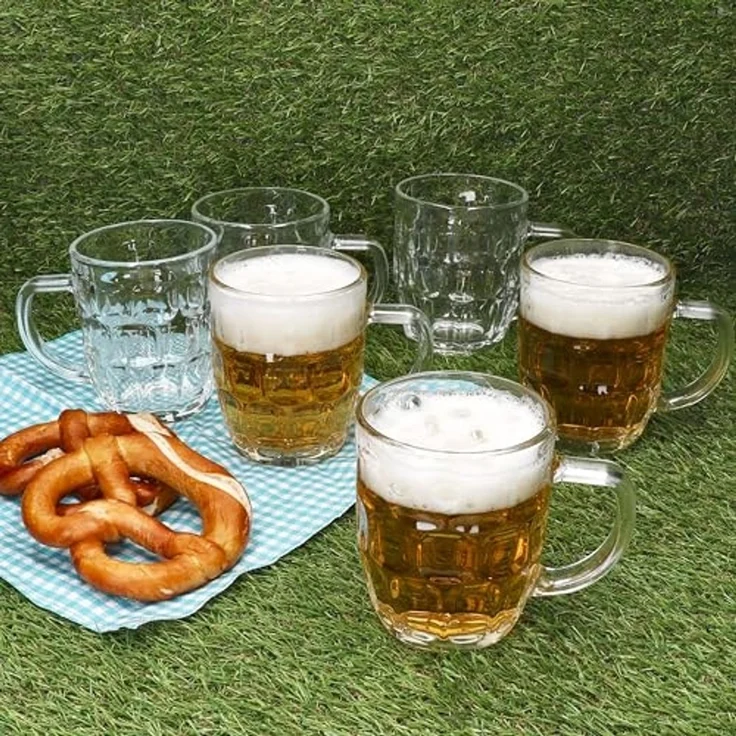 MamboCat Bierglas 6x Dublin Bierkrug 400ml mit Relief & Henkel Bierhumpen klar 0,4L, Glas – Bild 3
