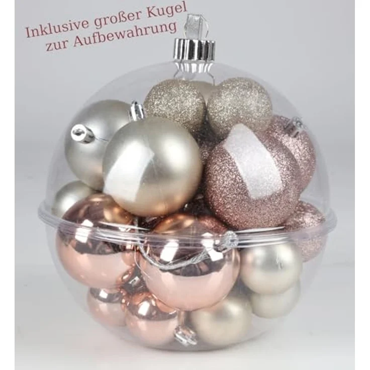 Weihnachtsbaumkugeln 4-6cm 30-teiliges Set Baumschmuck Christbaumkugeln beige – Bild 4