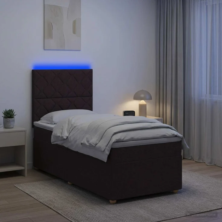 vidaXL Boxspringbett mit Matratze Dunkelbraun 80 x 200 cm Stoff 3455227 – Bild 1
