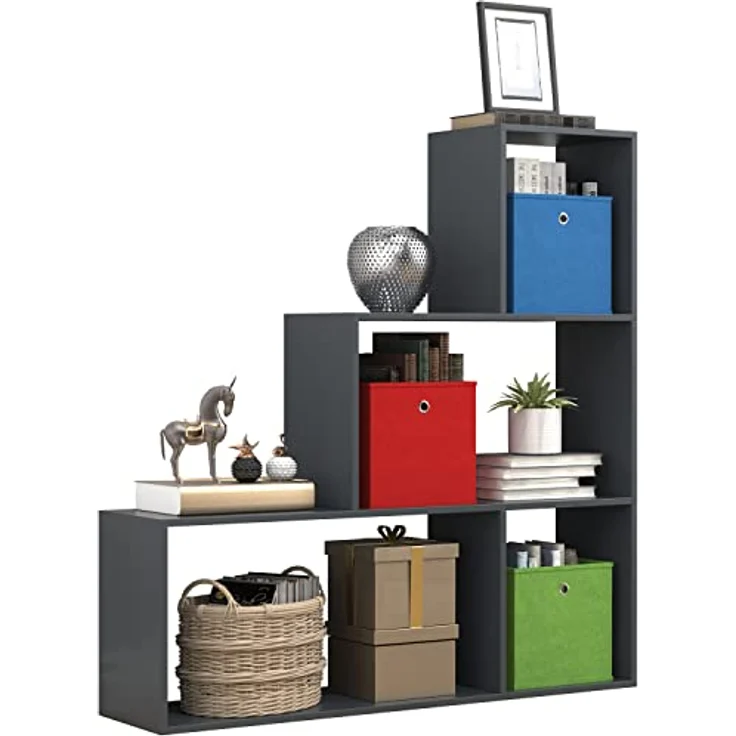 MID.YOU Regal Dubila, stehend in Anthrazit, Holzwerkstoff, 117x123x29 cm, ideal für Wohnzimmer und Bücherregale – Bild 1