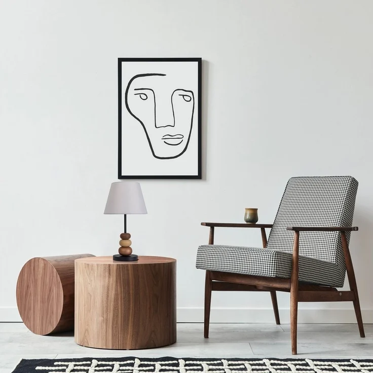 näve Tischleuchte Elina, ohne Leuchtmittel, H: 50cm, Textilschirm weiß, E27 max. 40W, Zuleitung 150cm schwarz – Bild 1