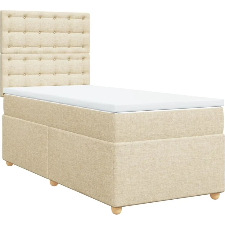 vidaXL Boxspringbett mit Matratze Creme 100x200 cm Stoff 3293510 – Bild 3