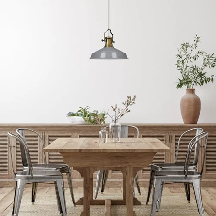 bamyum Asletl Hängelampe Industrial Ø41 cm, Metall Pendelleuchte E27 für Küche und Wohnzimmer, Vintage Grau, einstellbare Höhe – Bild 2