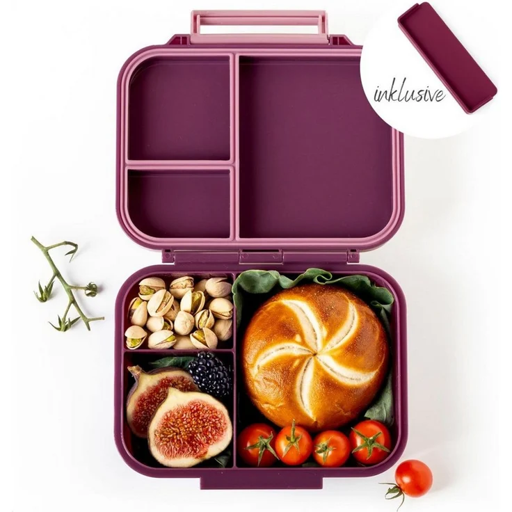 LEKKABOX Lunchbox Mini Kinder Bentobox, 3 Fächer - Brotdose Vesperdose Brotbüchse, Für feuchte Lebensmittel auslaufsicher, inkl. extra Trenner – Bild 5