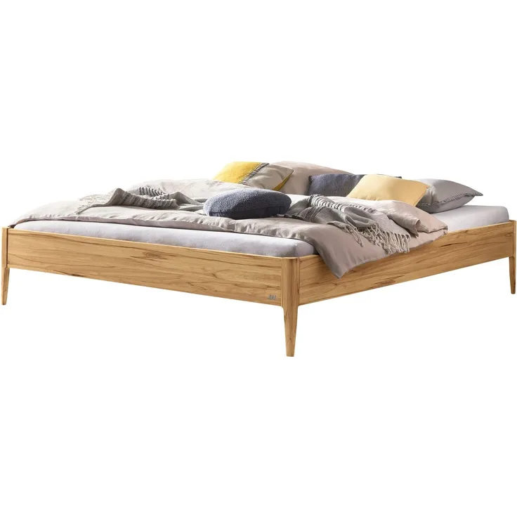Hasena Massivholzbett Pieve Wildbuche natur, schmale Füße 180x220 cm, Fußhöhe 20 cm – Lounge