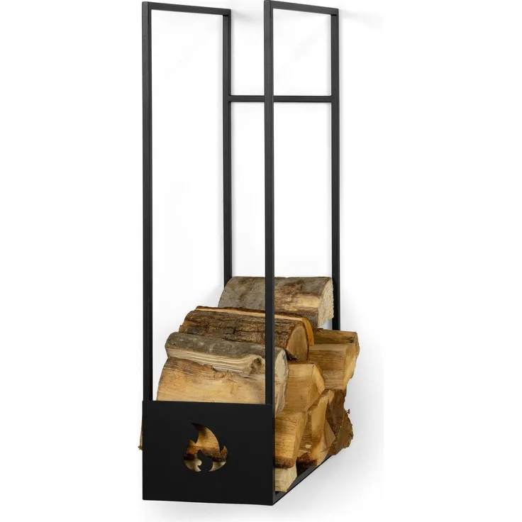 Spinder Design Kaminholzablage LUMBER LOCKER Ablage für Brennholz in 3 Größen Schwarz, Größe M 27,3x41,6x100 cm