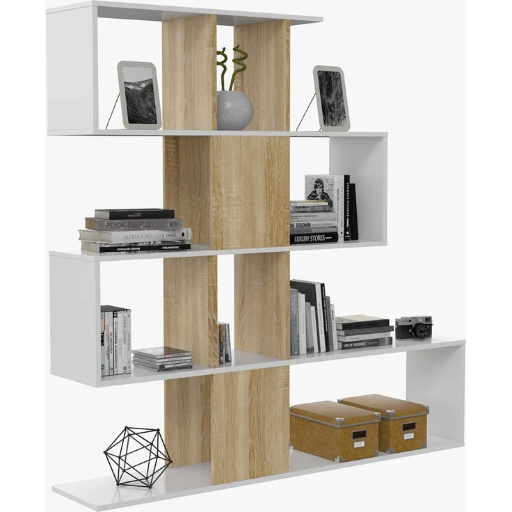 Calicosy 'ZIGZAG' Bücherregal mit 4 Ebene, und 11 Fächern - Zigzag - Helles Holz – Bild 6