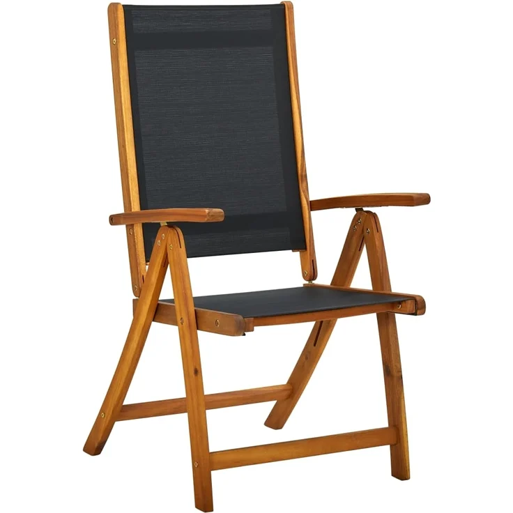 vidaXL Gartenstühle 8 Stk. Klappbar Massivholz Akazie und Textilene 3120456 – Bild 2