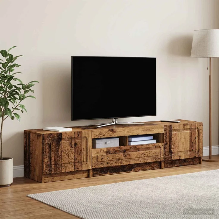 vidaXL LED-TV-Schrank UTRECHT 3 stk. Altholz Holzwerkstoff 3417012 – Bild 1