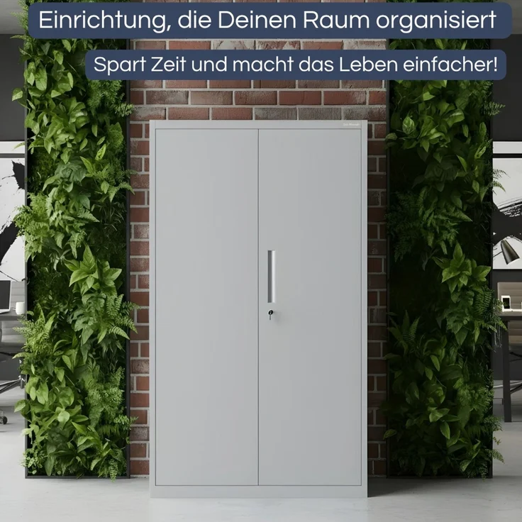 Metallschrank mit Sockel RUEL - 160x90x40cm Grau | Büroschrank Aktenschrank Stahlschrank Fachbodenschrank Werkstattschrank – Bild 3