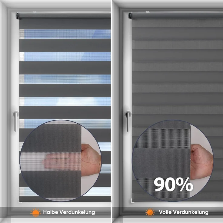 Doppelrollo Duo Rollo Klemmfix ohne Bohren für Fenster Rollos Jalousie Faltrollo, Sekey, freihängend, Klemmträger, Montage mit oder ohne Bohren möglich – Bild 5