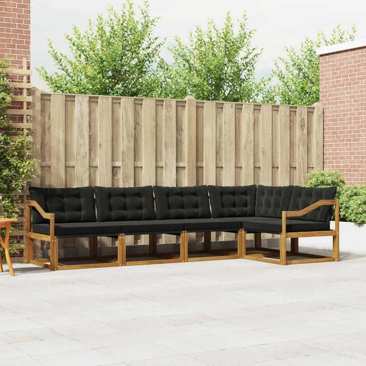 vidaXL Outdoor-Sofagarnitur 5 stk. 5-Sitzer Natur und Schwarz 3369467 – Bild 1