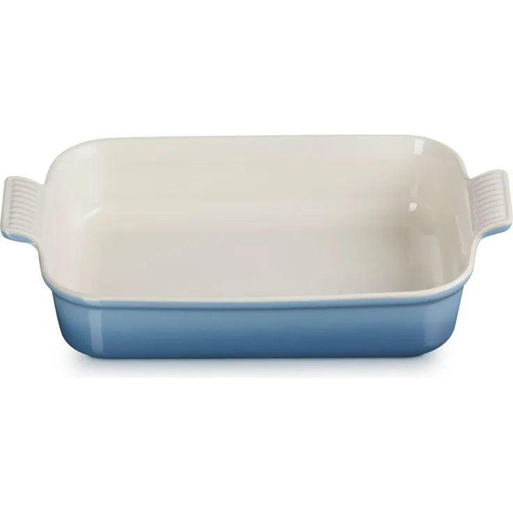 Le Creuset Rechteckige Auflaufform Tradition aus Steinzeug, 32 cm, 2.31 kg, Chambray, 71102324340001