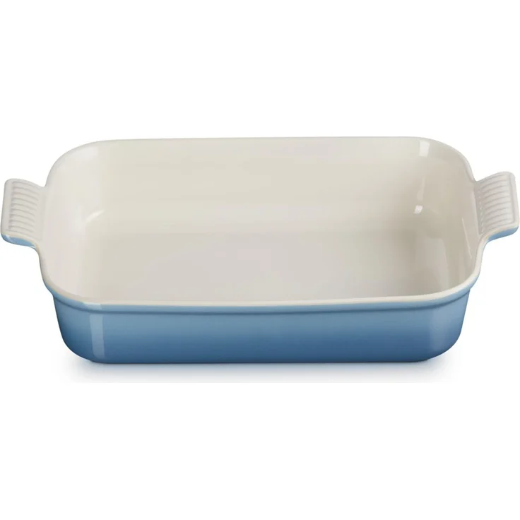Le Creuset Rechteckige Auflaufform Tradition aus Steinzeug, 32 cm, 2.31 kg, Chambray, 71102324340001