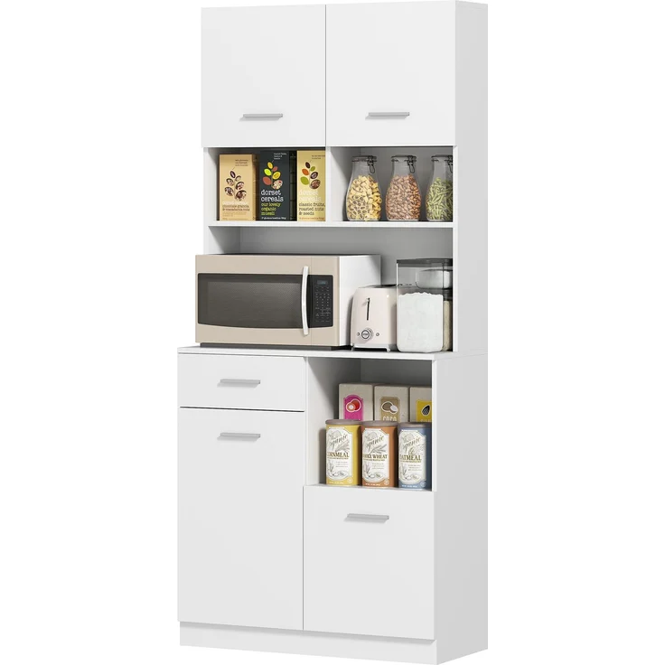 Wohnora-Küchenschrank, Buffet mit Schublade, Soft-Close Türen, 80 x 35 x 180 cm, Weiß,H 1800cm x T 800cm x B 350cm – Bild 1