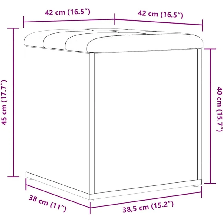 vidaXL Sitzbank mit Stauraum Schwarz Eichen-Optik 42 x 42 x 45 cm 862982 – Bild 10