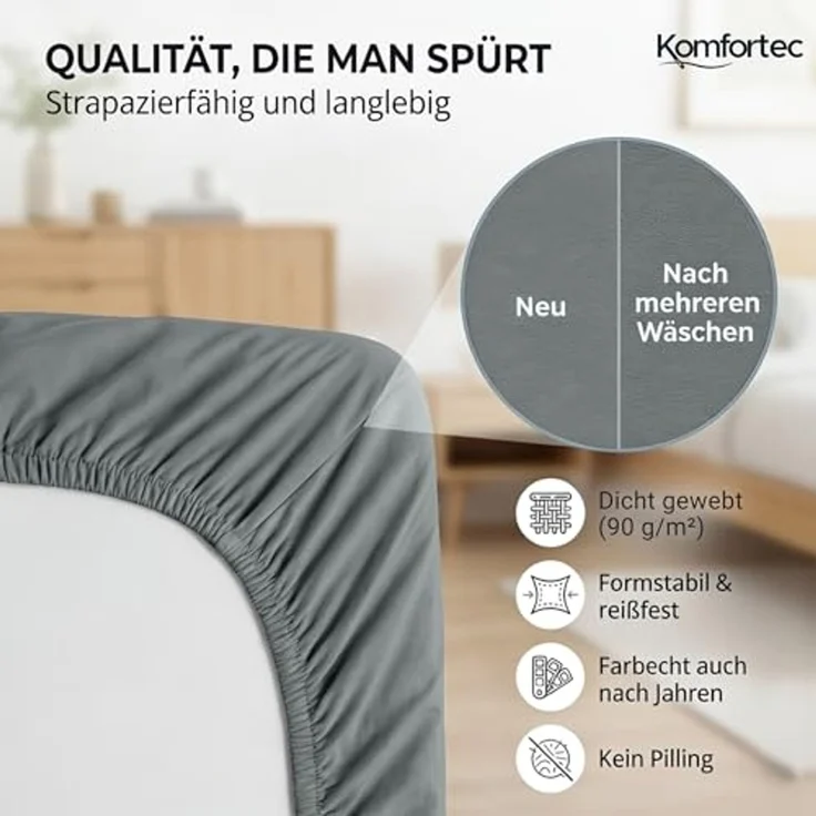 Komfortec Spannbettlaken Boxspringbett bis 15cm - 30cm Matratzenhöhe, Mikrofaser, Gummizug: Rundum, (2 Stück) – Bild 5