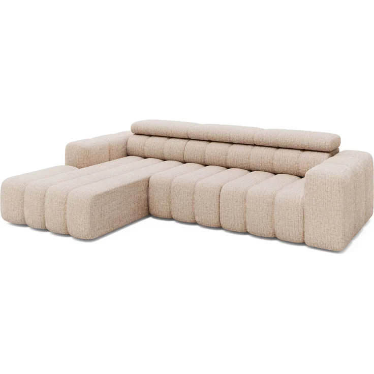 Ecksofa Ottomane links Chenille 289x188x78 beige KONSTANTIN – Bild 1