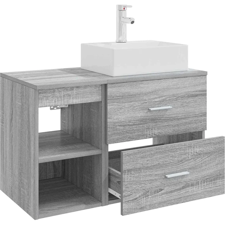 vidaXL Badezimmerschrank-Set 2 stk. Grau Sonoma 79,5 x 41 x 79,5 cm 3403893 – Bild 4