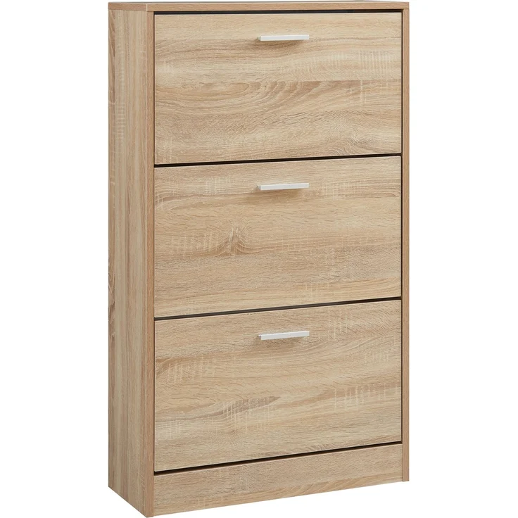 Schuhschrank Sykkylven 103x60x24 cm mit 3 Klappen Sonoma-Eiche [en. casa] – Bild 3