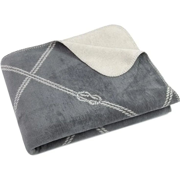 Zollner Kuscheldecke, Grau, 150x200 cm, aus Naturmaterialien mit Oeko-Tex® Standard 100, waschbar bis 40 Grad – Bild 1