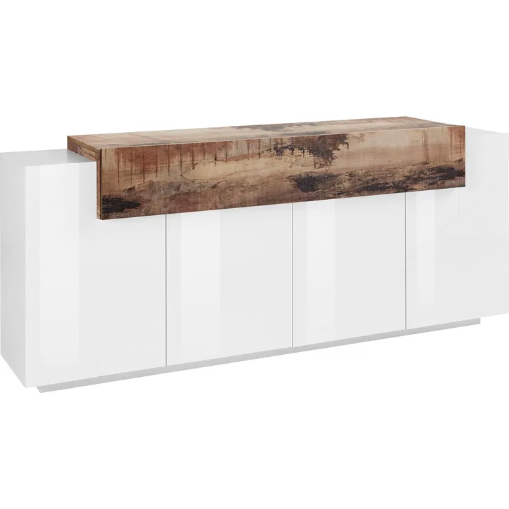 Sideboard >Catania< in Weiß-Hochglanz - 200x85,6x45cm (BxHxT)