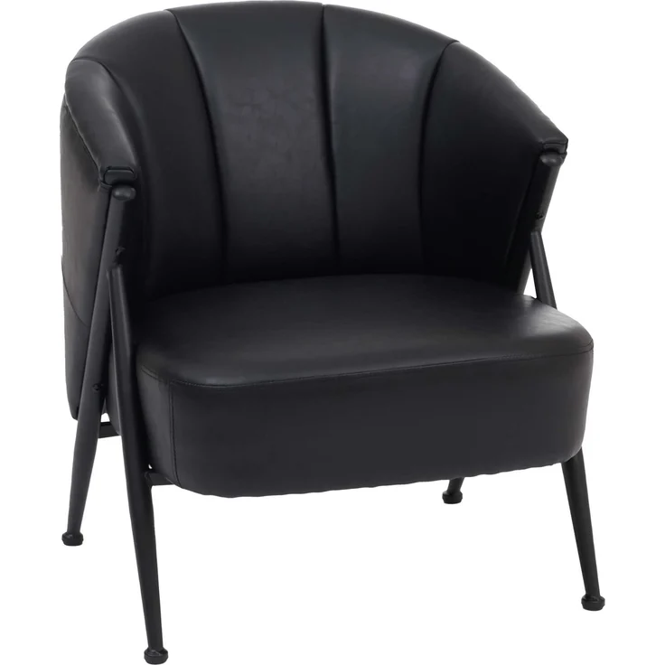 Sessel HWC-P30, Polster-/Cocktail-/Clubsessel Lounge Chair Vintage Retro Industrial Metall Kunstleder ~ schwarz – Bild 9