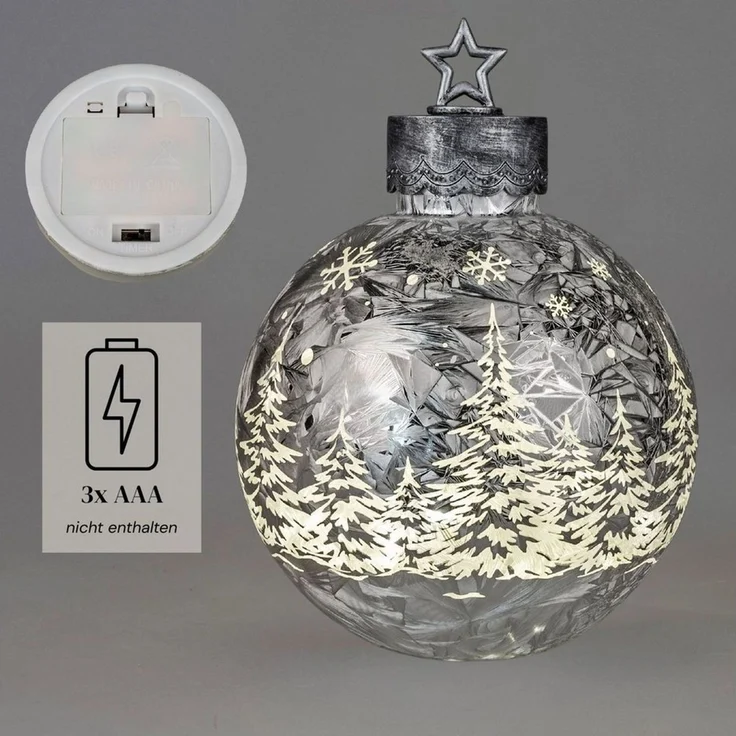 formano Dekofigur Winterwald Weihnachtsdeko, Mit Timerfunktion, Silber, Winterwald, H: 29cm – Bild 4