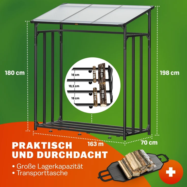 GARDEBRUK® Kaminholzregal XXL, mit wasserabweisender Abdeckplane – Bild 8