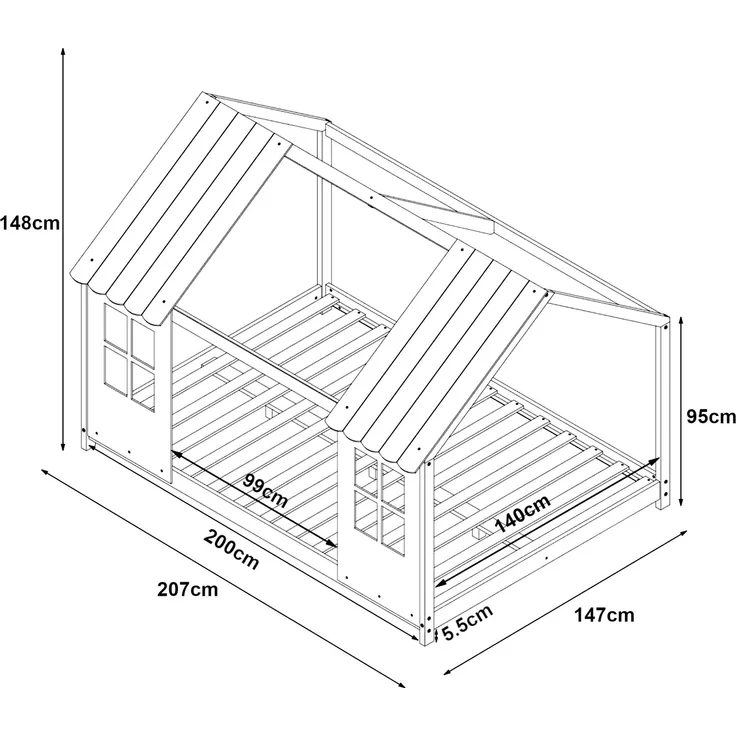 Halboffenes Kinderbett Tostedt 140x200cm Grau/Weiß [en. casa] – Bild 4