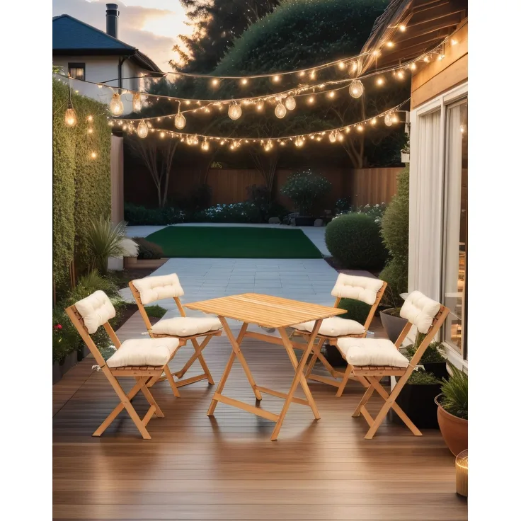 Skye Decor 'My004A' Garten-Sitzgruppe (5-teilig), Natur / Creme, 80 x 72 x 60 cm