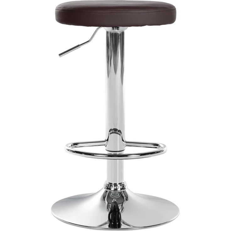 Barhocker KAZON - Kunstleder Braun 38.5x38.5x60 cm Silber | Barstuhl Höhenverstellbar Tresenhocker Tresenstuhl Kneipenhocker Kneipenstuhl – Bild 3