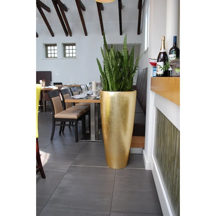 VIVANNO Pflanzkübel Exklusiver Fiberglas "City", Gold Hochglanz 47x100 cm – Bild 2