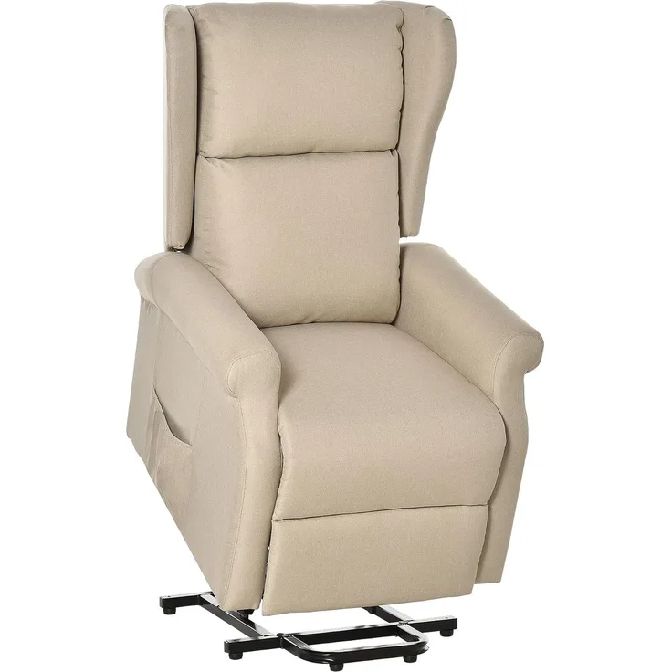 HOMCOM Aufstehsessel, Polyester, Cremeweiß, 74L x 94B x 111H cm