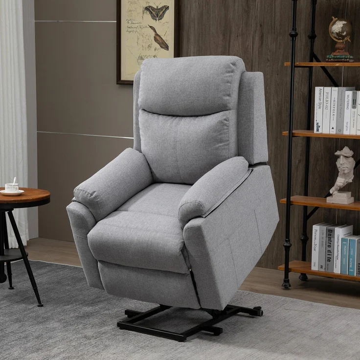 MELAYR, Relaxsessel mit Aufstehhilfe, elektrisch, Liegefunktion, Fernbedienung, Taschenfederkern, 83 x 89 x 102 cm, Grau – Bild 3