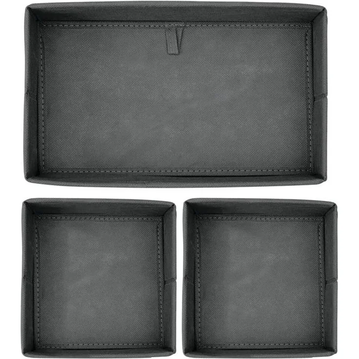 Aufbewahrungsbox Stoffkisten Organizer mDesign 6er Set dunkelgrau/schwarz – Bild 4