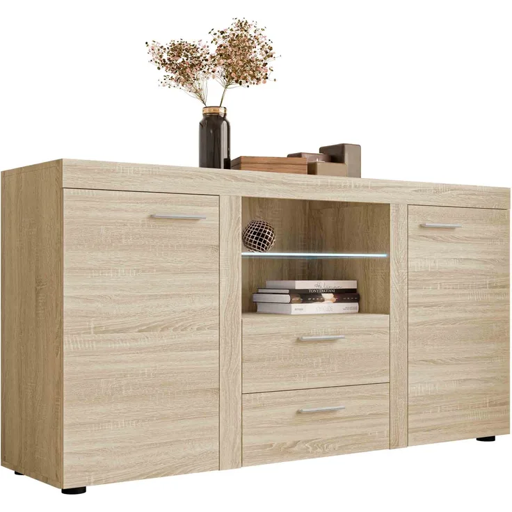 Kommode Rango (Farbe: Sonoma Eiche, mit LED Beleuchtung)