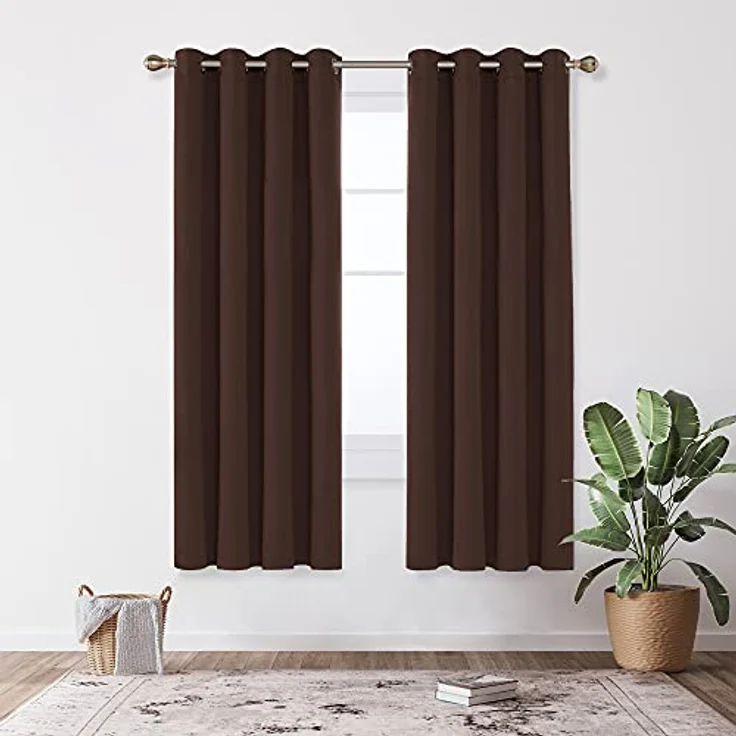 Deconovo Vorhang Blickdicht mit Kälteschutz Gardinen Kinderzimmer Verdunkelungsvorhang, 220x140 cm(HöhexBreite), Dunkelbraun, 2er Set – Bild 4