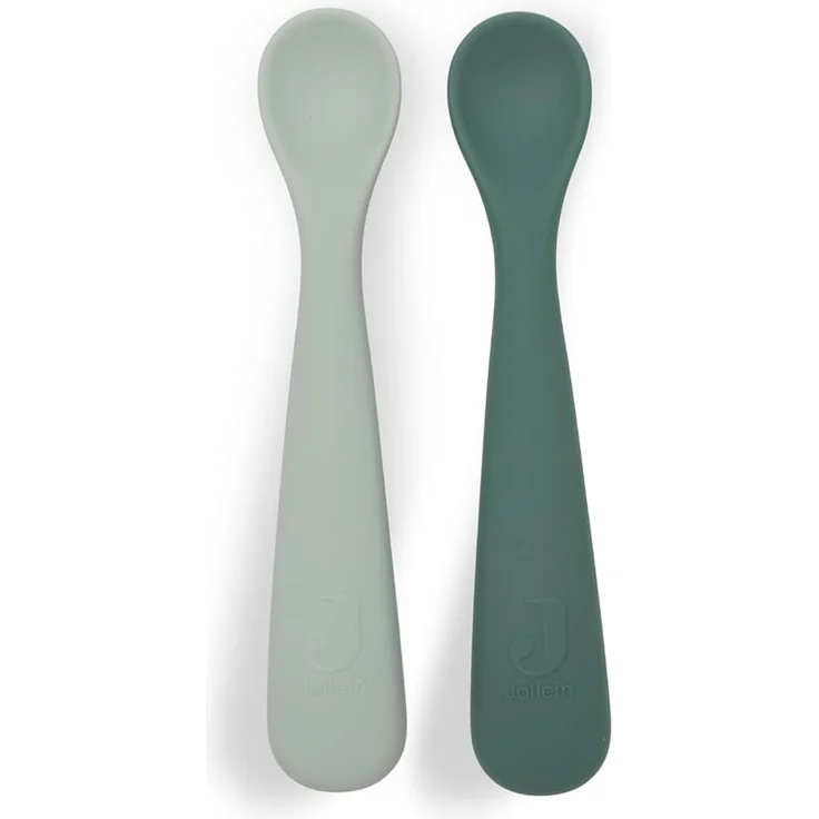 Jollein Silikon Baby Löffel - 2er Set - BPA-Frei - Jade Shades | Esslernlöffel Baby & Kleinkind, Spülmaschinengeeignet – Bild 1