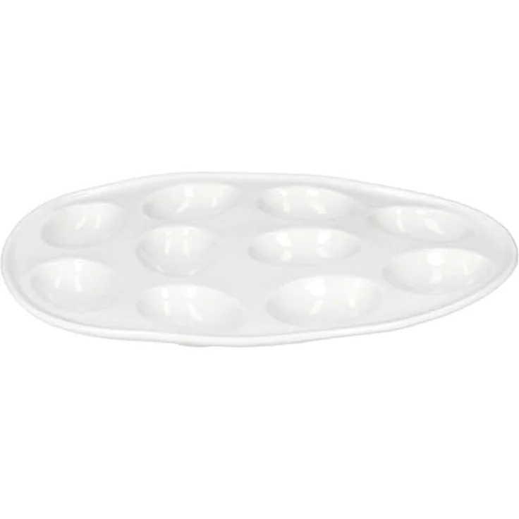 MamboCat Eierbecher MamboCat Eierplatte CREME Steingut oval cremeweiß Servierplatte – Bild 2