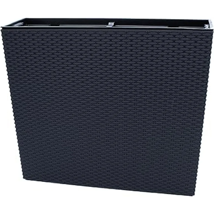 Spetebo Blumenkasten XL Pflanzkasten anthrazit Rattan Optik 57x49 cm (Packung, 1 St, bestehend aus 1 Blumenkübel mit Pflanzschale) – Bild 1