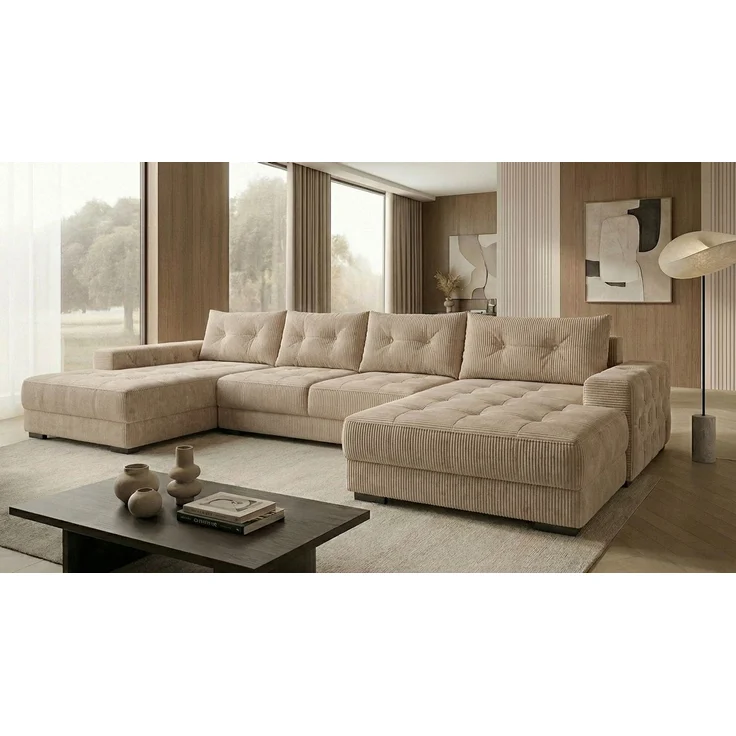 Ecksofa MODENA 320x185 cm – Stoff: ZOOM 02 Farbe: Beige – Bild 2