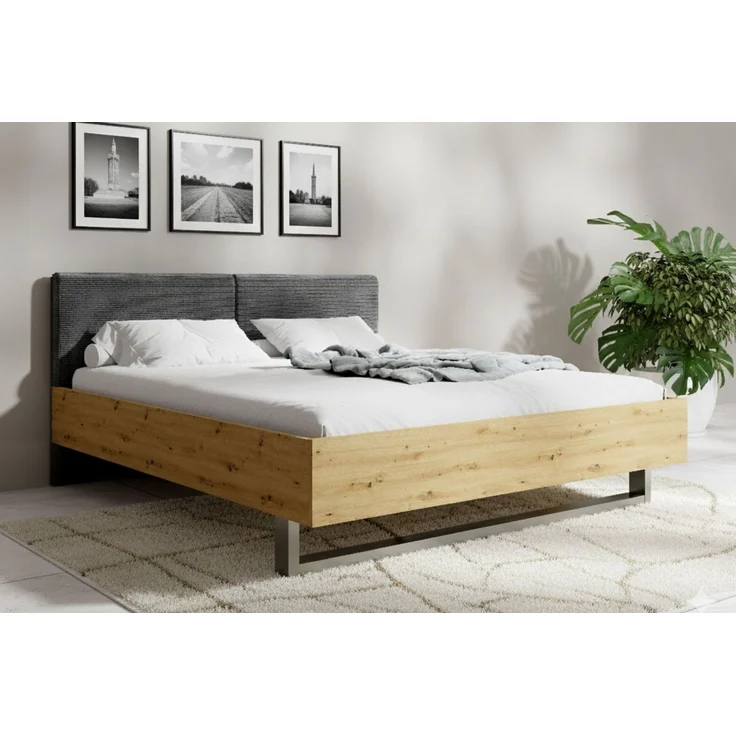 Deine Möbel 24 Schlafzimmer-Set RON A – modernes Komplett-Schlafzimmer in Artisan Eiche / Graphit, (Set, 5-tlg, ideal für Ihr Schlafzimmer, Bett 160x200 / 180x200), inkl. Kleiderschrank, Doppelbett, Kommode & 2 Nachttische – Bild 3