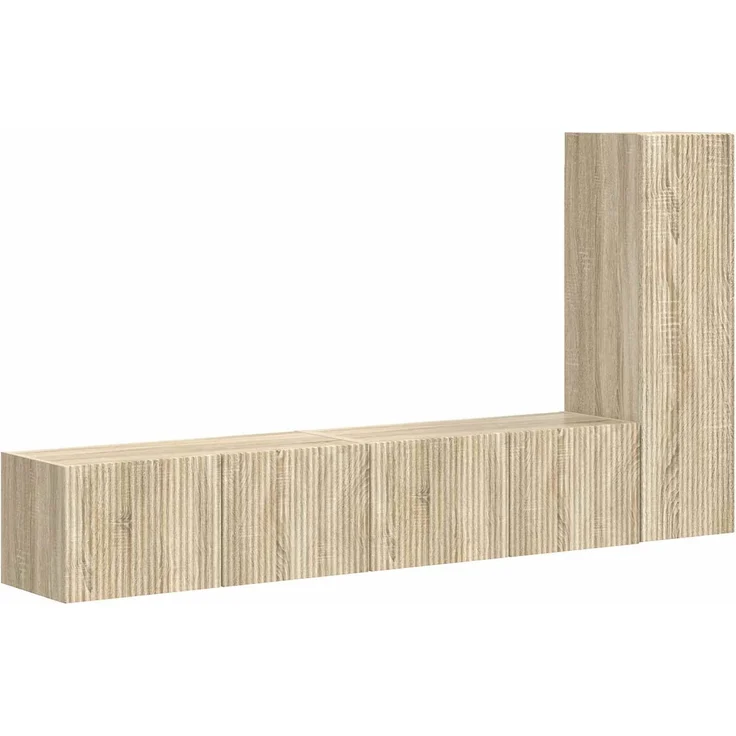 3 pcs TV-Schrankset, Fernsehschrank Wandmontiert Sonoma-Eiche Holzwerkstoff – Bild 2