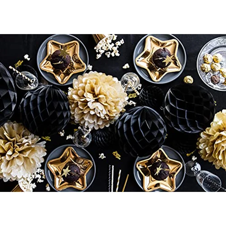 partydeco Pappteller, Pappteller in Stern Form 18cm gold 6er Set – Bild 6