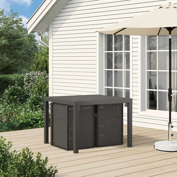 vidaXL Garten Esszimmerstühle 2 pcs Hellgrau und Taupe PP 8000012 – Bild 3