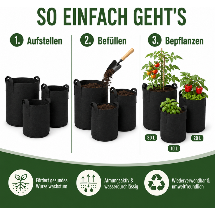 Pflanzsäcke Set Schwarz – Bild 7