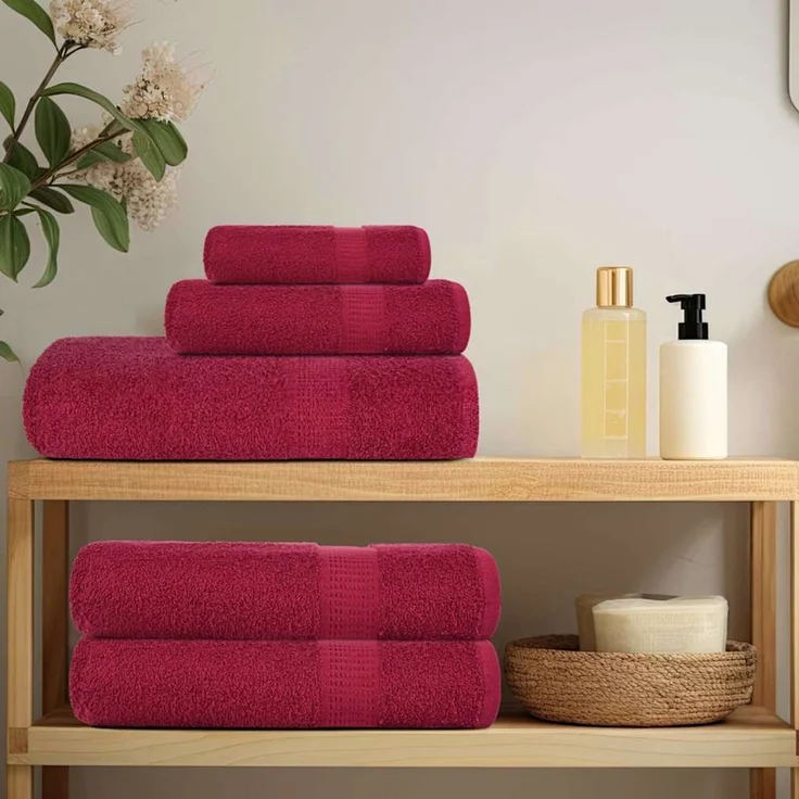 vidaXL 6-tlg. Handtuch-Set FROGN Bordeaux 360 g/m² 137081 – Bild 3