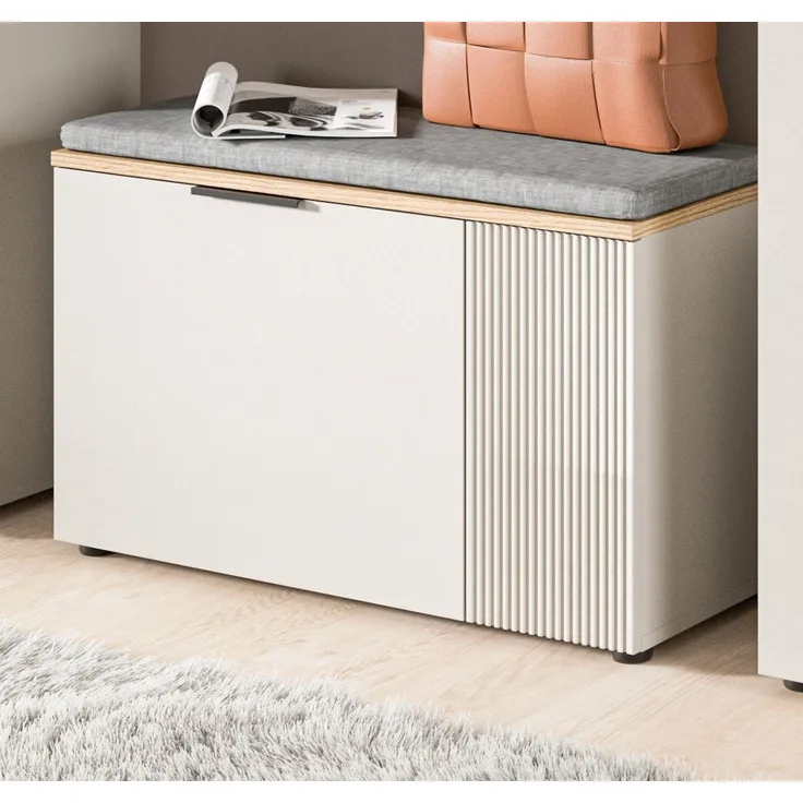 Inn. Furn Schuhbank Skid (Garderobenbank in Kaschmir Sand mit Eiche, 2-türig, 80x48 cm), mit viel Stauraum