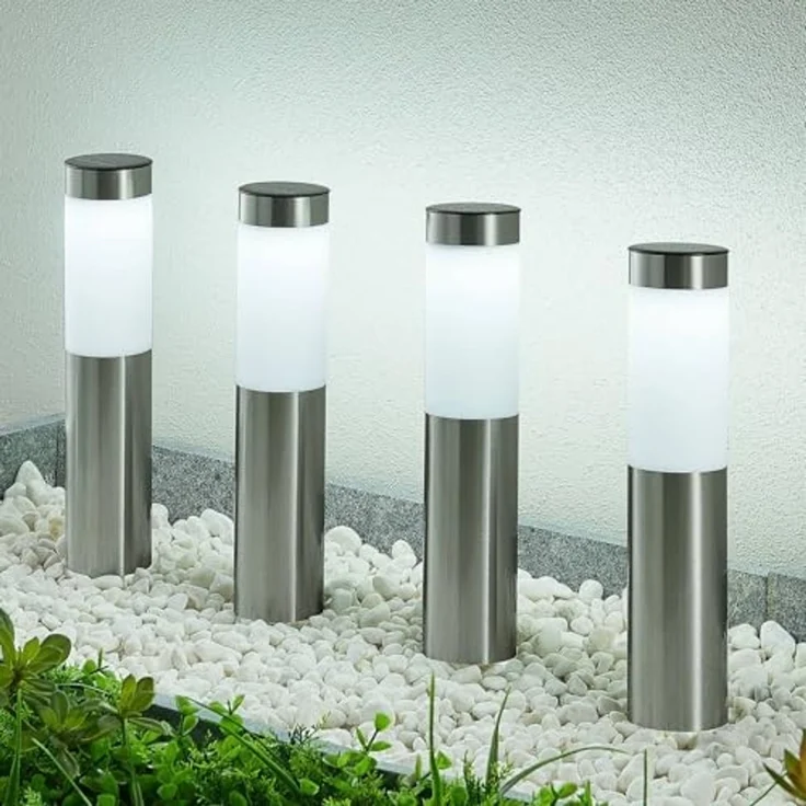 Lindby Außen-Stehlampe Sirita, LED, Edelstahl Alu tageslicht IP44, 1 x 0,2 W LED, tageslicht – Bild 2